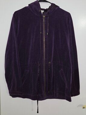 White Stag Dark Purple Drawstring Zipper Jacket Size Large